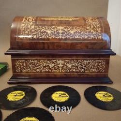Reuge Romance Treasure Chest Music Box With 5 Discs. Rare Chariot Pattern