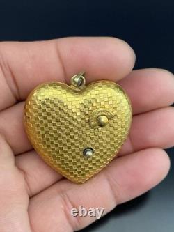 Reuge STE-CROIX-SWISS Yellow Gold Tone Heart Shape Vintage Musical Pendant