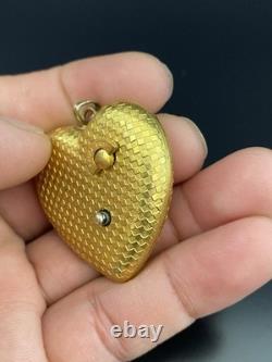 Reuge STE-CROIX-SWISS Yellow Gold Tone Heart Shape Vintage Musical Pendant