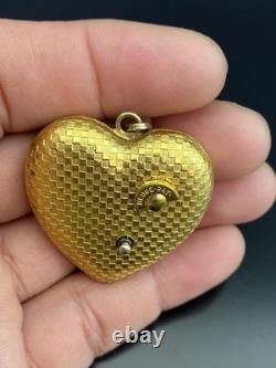 Reuge STE-CROIX-SWISS Yellow Gold Tone Heart Shape Vintage Musical Pendant