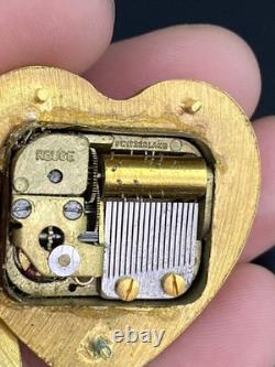 Reuge STE-CROIX-SWISS Yellow Gold Tone Heart Shape Vintage Musical Pendant