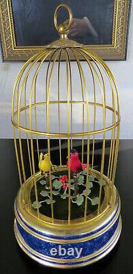 Reuge Saint-Croix Swiss Gilded Bird Cage Music Box 2 Singing Birds Automation