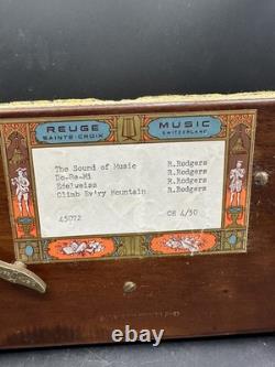 Reuge Sainte Croix CH 4/50 Tapestry Music Box 4 Songs Edelweiss WithKey 45072