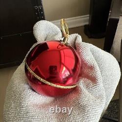 Reuge Sainte Croix Red Christmas Ball Music Box Good Working Silent Night VTG