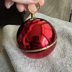 Reuge Sainte Croix Red Christmas Ball Music Box Good Working Silent Night VTG