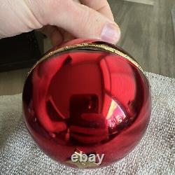 Reuge Sainte Croix Red Christmas Ball Music Box Good Working Silent Night VTG