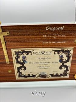 Reuge Sainte-Croix Switzerland 3 Tune 144 Note Music Box with Dolphin Feet MOZART