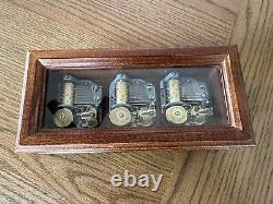 Reuge Sainte Croix Triple Cylinder Music Box 1960's EJB Switzerland 3 Tunes