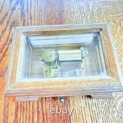 Reuge San Francisco Music Box Co Wood & Beveled Glass No. 1915 Swiss Made WORKS
