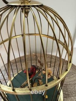 Reuge Singing Bird Cage Automaton Music Box Swiss Gold Vintage