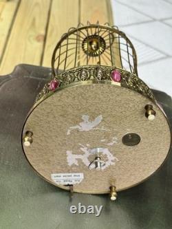 Reuge Singing Bird Cage Automaton Music Box Swiss Gold Vintage