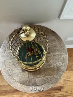 Reuge Singing Bird Cage Automaton Music Box Swiss Gold Vintage