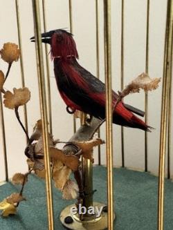 Reuge Singing Bird Cage Automaton Music Box Swiss Gold Vintage
