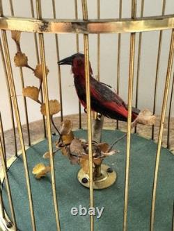 Reuge Singing Bird Cage Automaton Music Box Swiss Gold Vintage