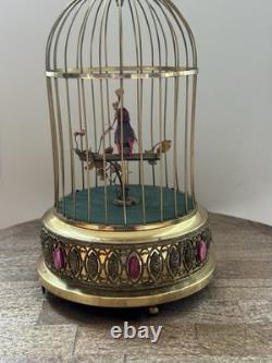 Reuge Singing Bird Cage Automaton Music Box Swiss Gold Vintage