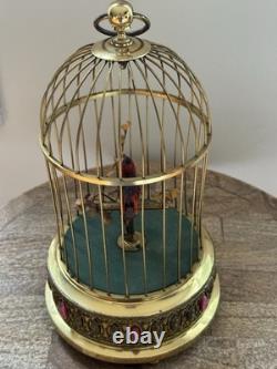 Reuge Singing Bird Cage Automaton Music Box Swiss Gold Vintage