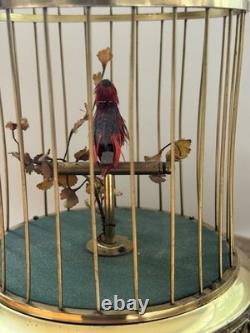 Reuge Singing Bird Cage Automaton Music Box Swiss Gold Vintage