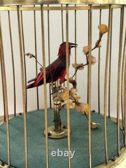Reuge Singing Bird Cage Automaton Music Box Swiss Gold Vintage