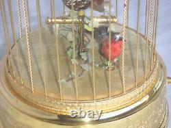 Reuge Singing Bird Music Box Clock Automat Singvogelkäfig Spieluhr Spieldose Uhr