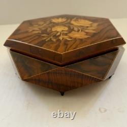 Reuge Sorrento Italy Inlaid Wood Music Box Lara's Theme Hexagon Large 9
