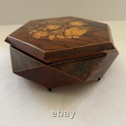 Reuge Sorrento Italy Inlaid Wood Music Box Lara's Theme Hexagon Large 9