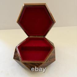 Reuge Sorrento Italy Inlaid Wood Music Box Lara's Theme Hexagon Large 9