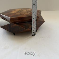Reuge Sorrento Italy Inlaid Wood Music Box Lara's Theme Hexagon Large 9