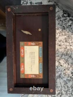 Reuge St Croix 50/4 Vintage Swiss Music Jewelry Box Wood Green Velvet Lining