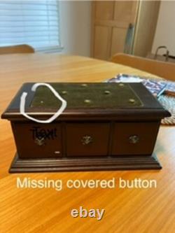 Reuge St Croix 50/4 Vintage Swiss Music Jewelry Box Wood Green Velvet Lining