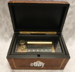 Reuge St. Croix Carillon Inlay Walnut 60 Note Music Box with Clock Works SN 1956