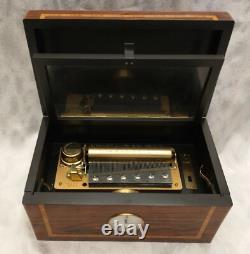Reuge St. Croix Carillon Inlay Walnut 60 Note Music Box with Clock Works SN 1956