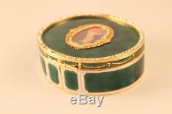 Reuge St Croix Music Box Napoleonic Josephine Portrait Enamel Oval Jewelry Case