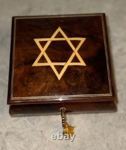 Reuge Star of David Musical Jewelry Box Plays Memory Swiss Italy Jewish RARE