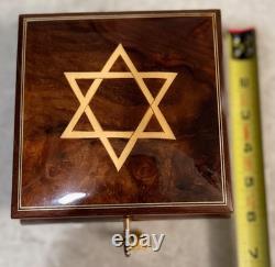Reuge Star of David Musical Jewelry Box Plays Memory Swiss Italy Jewish RARE