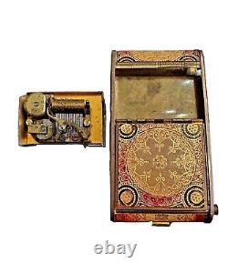 Reuge Ste Croix Swiss Music Pocket Jewelry Box With Mirror, Art Nouveau Design