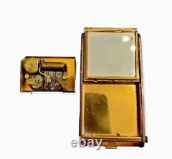 Reuge Ste Croix Swiss Music Pocket Jewelry Box With Mirror, Art Nouveau Design