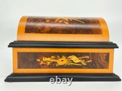 Reuge Swiss 72-Note Interchangeable Disc Music Box Roma Inlaid Walnut & Burl