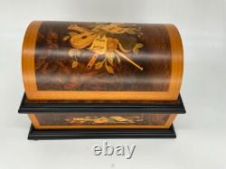 Reuge Swiss 72-Note Interchangeable Disc Music Box Roma Inlaid Walnut & Burl