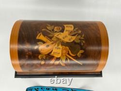 Reuge Swiss 72-Note Interchangeable Disc Music Box Roma Inlaid Walnut & Burl
