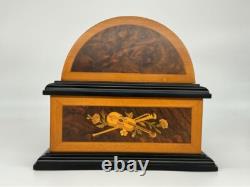 Reuge Swiss 72-Note Interchangeable Disc Music Box Roma Inlaid Walnut & Burl