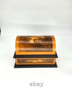 Reuge Swiss 72-Note Interchangeable Disc Music Box Roma Inlaid Walnut & Burl