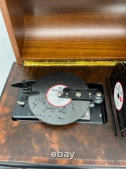 Reuge Swiss 72-Note Interchangeable Disc Music Box Roma Inlaid Walnut & Burl