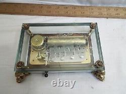 Reuge Swiss Glass Case Music Box CH 3/50 Lara's Theme Edelweiss Dolphin Leg