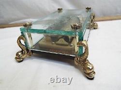 Reuge Swiss Glass Case Music Box CH 3/50 Lara's Theme Edelweiss Dolphin Leg