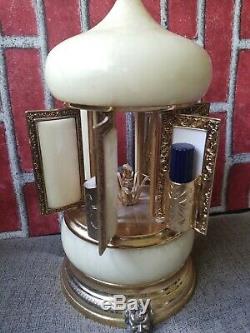 Reuge Swiss Lipstick Holder Carousel Music Box Italy White Alabaster Dr Zhivago