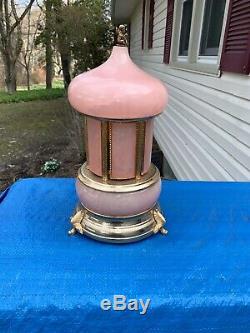 Reuge Swiss Lipstick Holder Carousel Music Box Made In Italy-Pink Alabaster