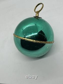 Reuge Swiss Made Green Christmas Ball Music Box Silent Night Ornament Works