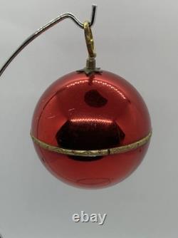 Reuge Swiss Made Red Christmas Ball Music Box Silent Night Ornament Works