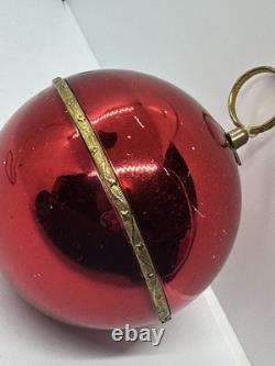 Reuge Swiss Made Red Christmas Ball Music Box Silent Night Ornament Works