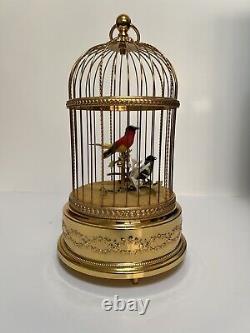Reuge Swiss Made Singing Bird Cage Music Box With 2 Automaton Singing Birds WORKS